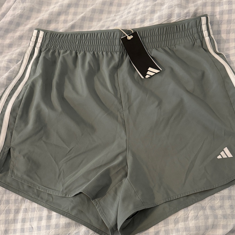 Adidas Green Training Shorts with White Stripes